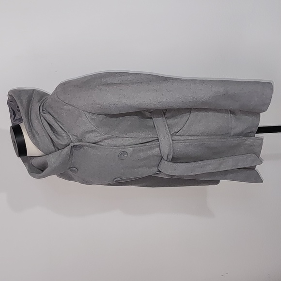 New Look Coat Double Breasted Pea Coat Wool/Poly Blend Tie & Button Gray Size M - Picture 8 of 16